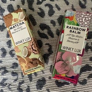 Two brand new in box Winky Lux lip balms - Rainbow and Matcha Coconut